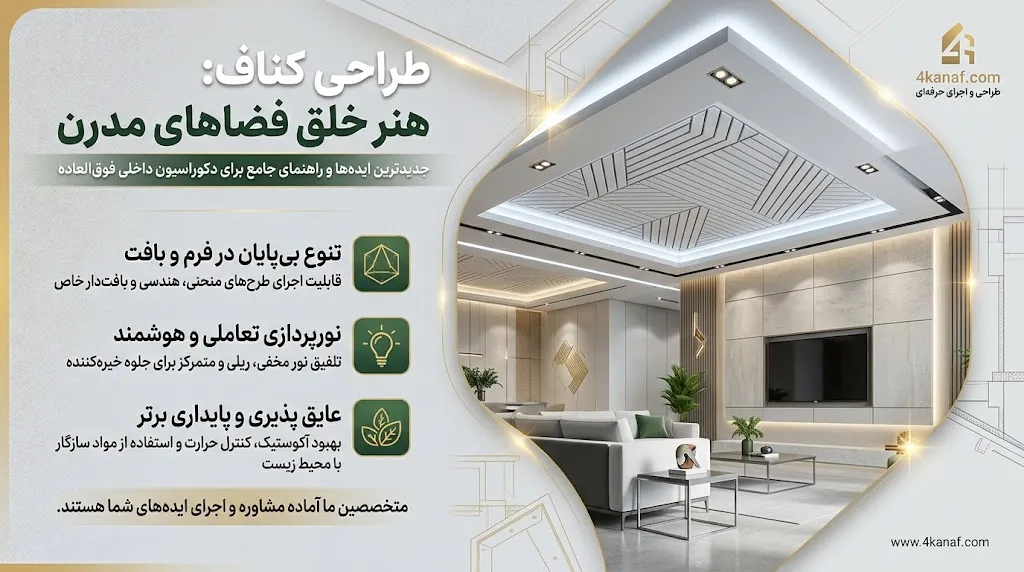 چطور ارتفاع سقف را با طراحی کناف بیشتر نشان دهیم؟ ترفندهای کاربردی