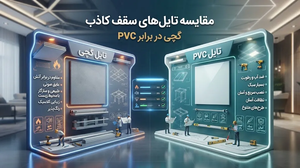 تایل گچی بهتر است یا تایل PVC؟ مقایسه کاربردها و ویژگی‌ها